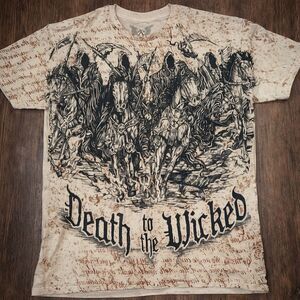 Y2K Reaper Graphic Tee Large Death to the Wicked Dark Streetwear